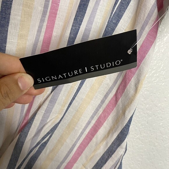 Signature Studio Womens Multicolor Plaid Button Down Shirt Top Blouse Size Small - Picture 8 of 9